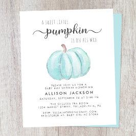 Pumpkin Watercolor Baby Boy Dusche Einladung