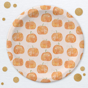 Pumpkin Watercolor-Muster Pappteller