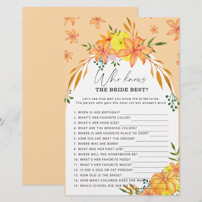 Pumpkin - Wer kennt das beste Brautspiel (Vorne/Hinten)