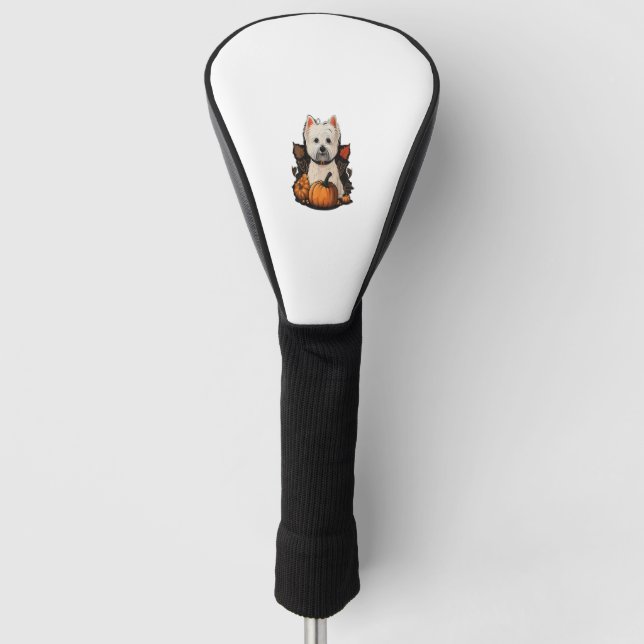 Pumpkin West Highland White Terrier Kostüm Westie Golf Headcover (Vorderseite)