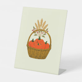 🍂 **Pumpkin & Wheat Basket Pedestal Sign Sockelschild