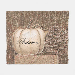 Pumpkin White Gold Metallic Elegante Fall Country Fleecedecke
