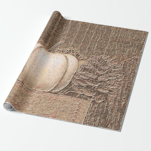 Pumpkin White Gold Metallic Elegante Fall Decoupag Geschenkpapier