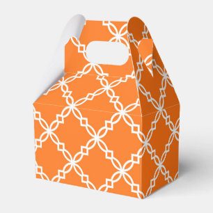 Pumpkin White Large Extravagant Quatrefoil Pattern Geschenkschachtel