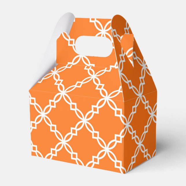 Pumpkin White Large Extravagant Quatrefoil Pattern Geschenkschachtel (Vorderseite)