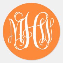 Pumpkin White Preppy Vine Script Monogram DIG BG