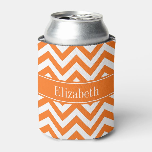Pumpkin White Zickzack, Pumpkin Name Monogram Dosenkühler (Kanne Vorderseite)