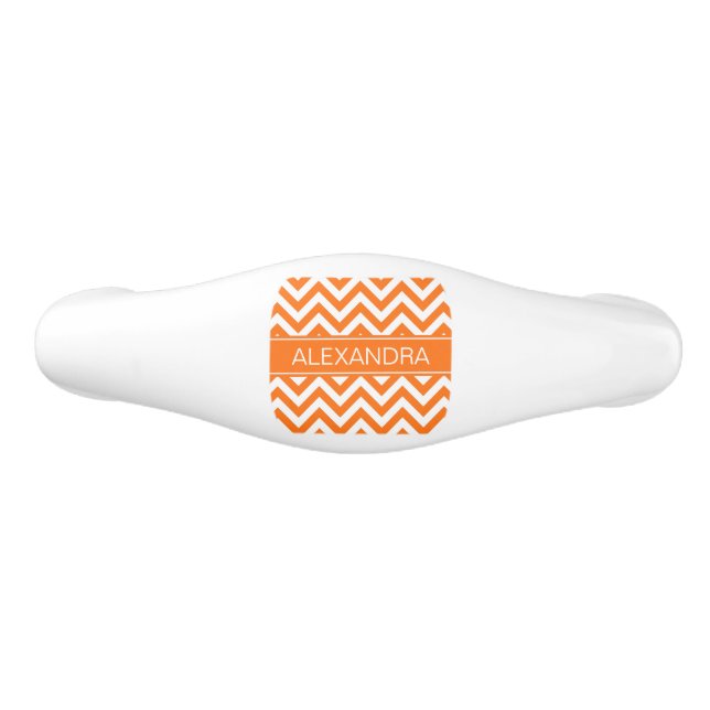 Pumpkin White Zickzack, Pumpkin Name Monogram Keramik Schubladengriff (Vorderseite)