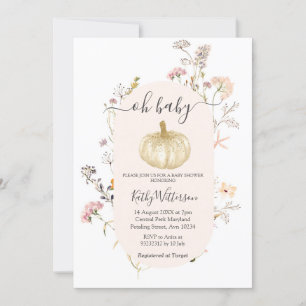 Pumpkin Wildblume Watercolor Baby Show Einladung
