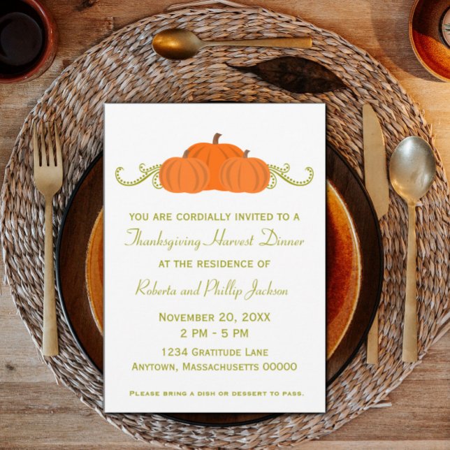 Pumpkin Wirbel Erntedank Einladung (Pumpkin Swirls Thanksgiving Invitation)