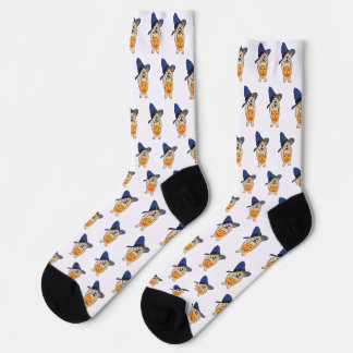 Pumpkin Witch Dog Socken