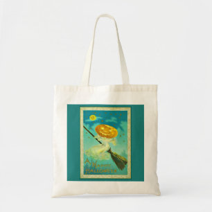 Pumpkin Witch on Broom Trick or Treat Canvas Tote Tragetasche