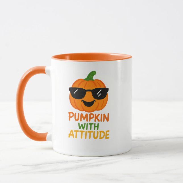 Pumpkin With Attitude Funny Halloween Coffee Mug Tasse (Links)