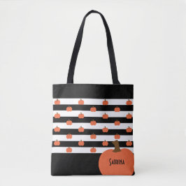Pumpkin with Black & White Stripes - Personalized Tasche