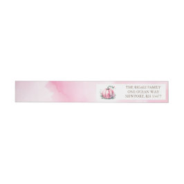 Pumpkin-Wrap rund um das Etikett - rosa Streifen Rundum-Adressaufkleber