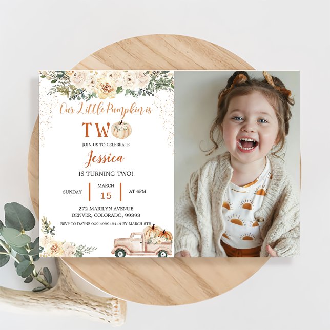 Pumpkin zweiten Geburtstag unser kleiner Kürbis is Einladung (Von Creator hochgeladen)