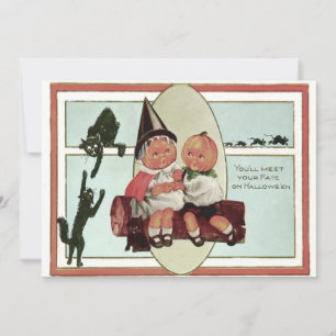 Pumpkinhead Black Cat Mouse Full Moon Log