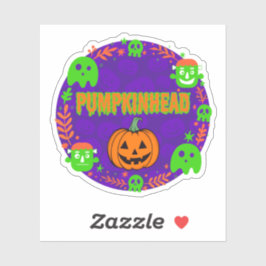Pumpkinhead Orange und Grün mit Extravagantem Krei Aufkleber