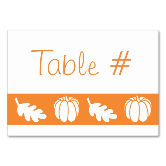 Pumpkinpflaster mit orangefarbener Tischkarte Tischnummer (Vorderseite)