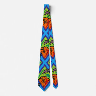 Pumpkins and Bats in Patterns of Green/Blue Krawatte
