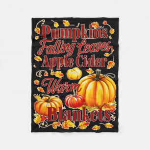 Pumpkins Apple Cider Warm Blankets Blätter Fall Ha Fleecedecke