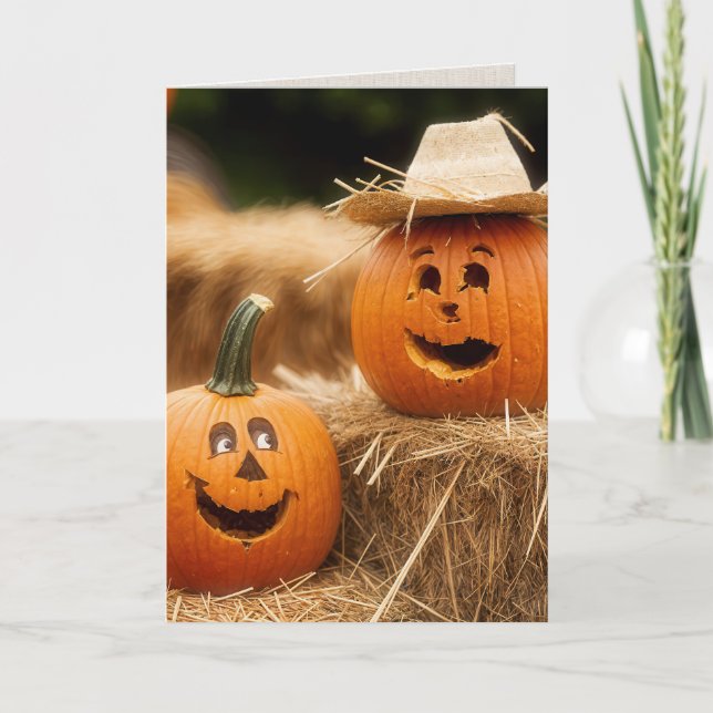 Pumpkins auf der Hay Bale zum Jubiläum Karte (Vorderseite)