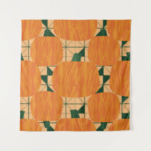 Pumpkins auf geometrischem Dreieck nahtlos Wandteppich