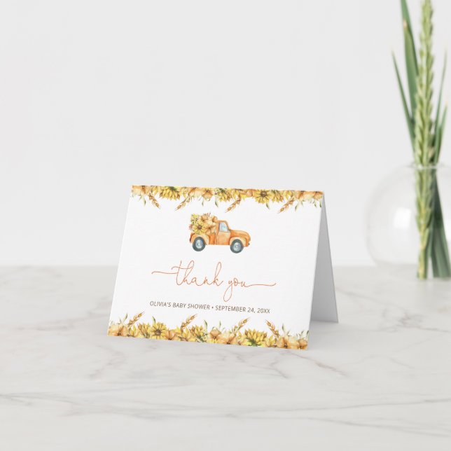 Pumpkins Baby Dusche Danke Karte (Vorderseite)