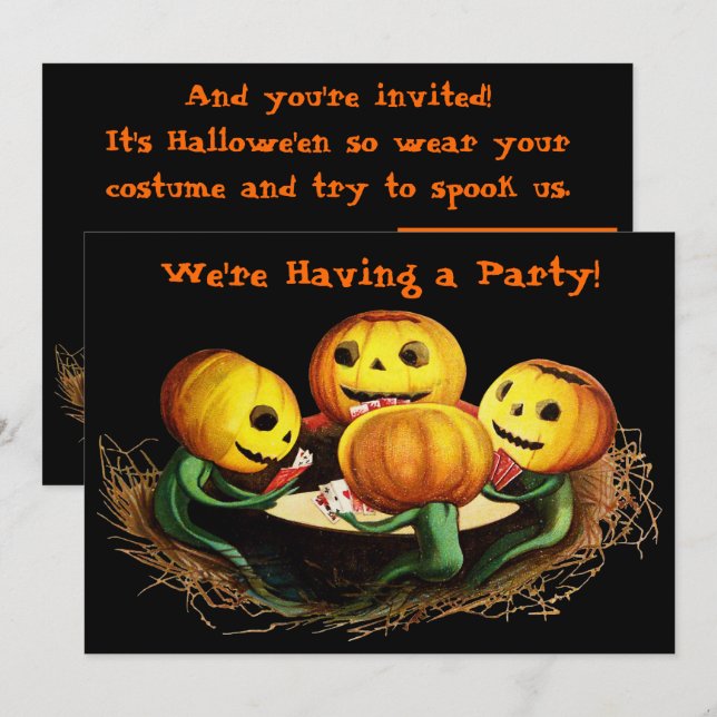 Pumpkins bei Cards Halloween-Party Einladung (Vorne/Hinten)