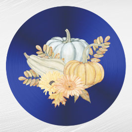 Pumpkins Blue Gourds Blume Erntedank Runder Aufkleber