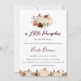 Pumpkins Burgundy Orange Floral Baby Dusche Einladung