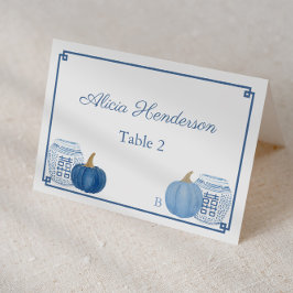 Pumpkins Chinoiserie Blue White Wedding Platzkarte Tischnummer