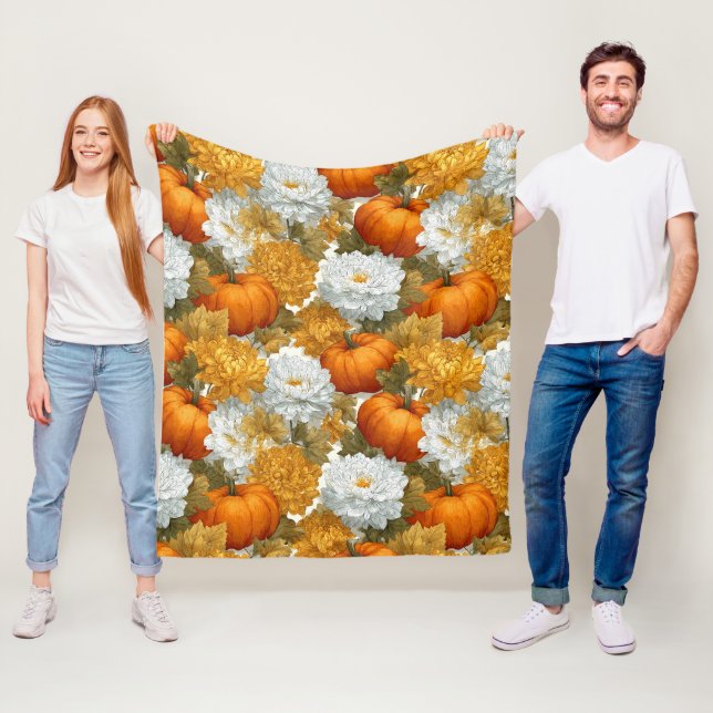 Pumpkins & Chrysanthemas Fall Design Fleecedecke (Beispiel)