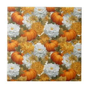 Pumpkins & Chrysanthemas Fall Design Fliese