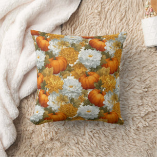 Pumpkins & Chrysanthemas Fall Design Kissen