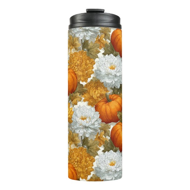 Pumpkins & Chrysanthemas Fall Design Thermosbecher (Vorderseite)
