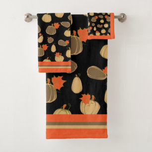 Pumpkins Cream Orange Harvest Muster Badhandtuch Set