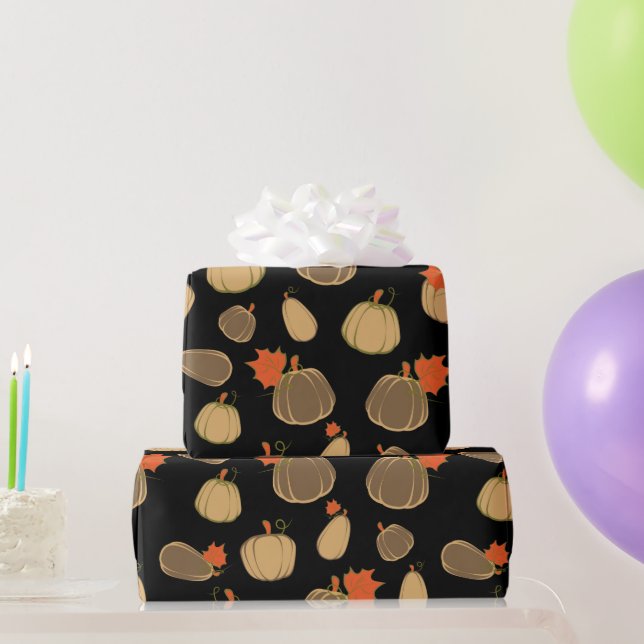 Pumpkins Cream Orange Harvest Muster Geschenkpapier (Partygeschenke)