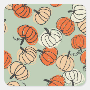 Pumpkins: Erntedank nahtlos Muster. Quadratischer Aufkleber