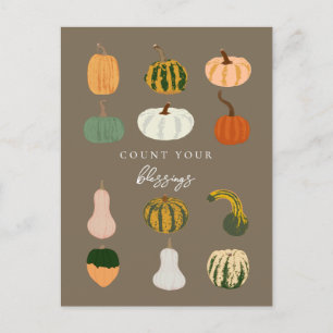 Pumpkins Fall   Zählen Sie Ihre Segnungen Postkarte