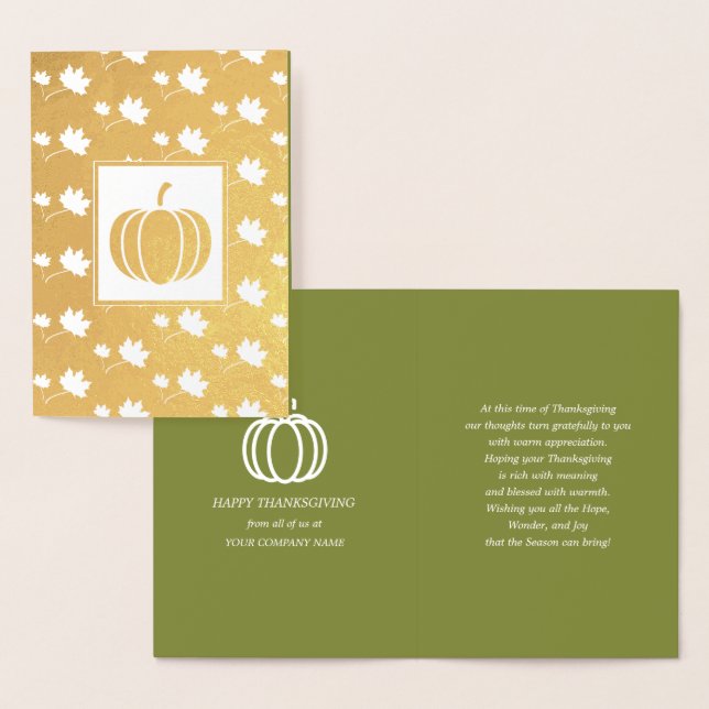Pumpkins & Fallende Blätter Erntedank Luxus Folienkarte (Anzeige)