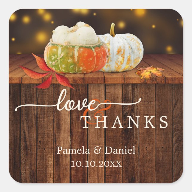 Pumpkins Festive Hochzeit im Herbst Danke Sticker (Vorderseite)