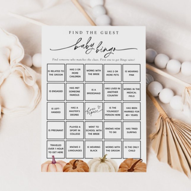 Pumpkins Finden Sie die Baby Bingo Game Card Einladung (Von Creator hochgeladen)