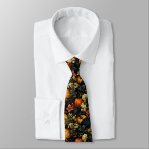 Pumpkins Floral Art Necktie Krawatte