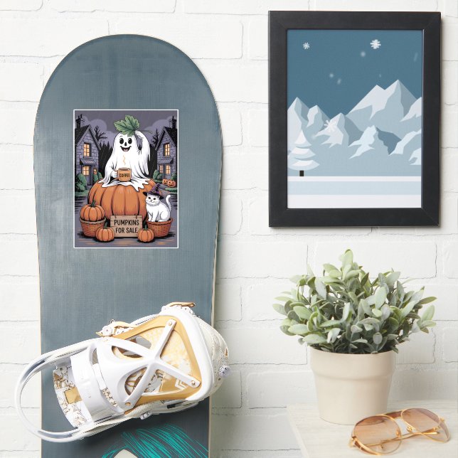 Pumpkins For Sale & Caffeine Ghost-Cat V2 Stickers Aufkleber (Snowboard)