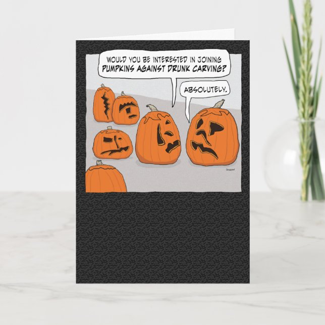 Pumpkins gegen Betrunkenes CarvingHalloween Karte (Vorderseite)
