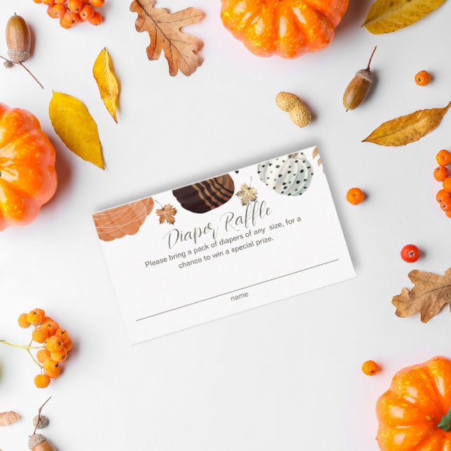 Pumpkins Gender Neutral Diaper Raffle Baby Dusche Begleitkarte (Von Creator hochgeladen)