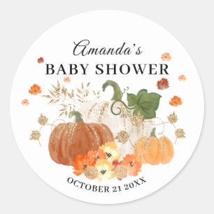 Pumpkins & Gold Halloween Thema Kinderdusche Gefal Runder Aufkleber