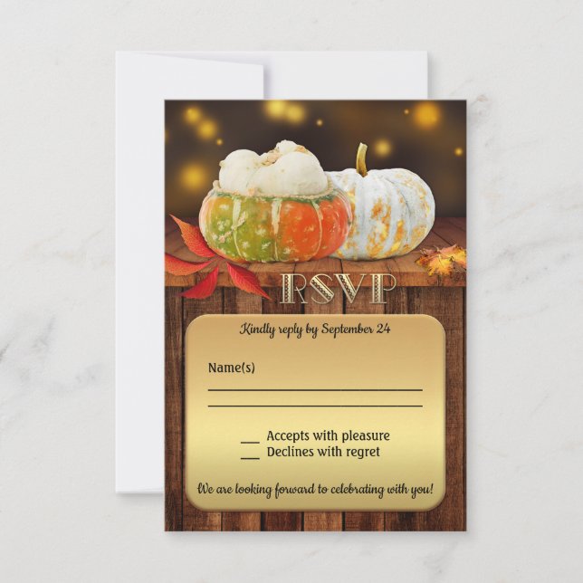 Pumpkins Gold Hochzeit im Herbst RSVP-Karte Einladung (Vorderseite)