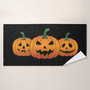 Pumpkins Halloween Kürbislaterne Spooky Badehandtuch